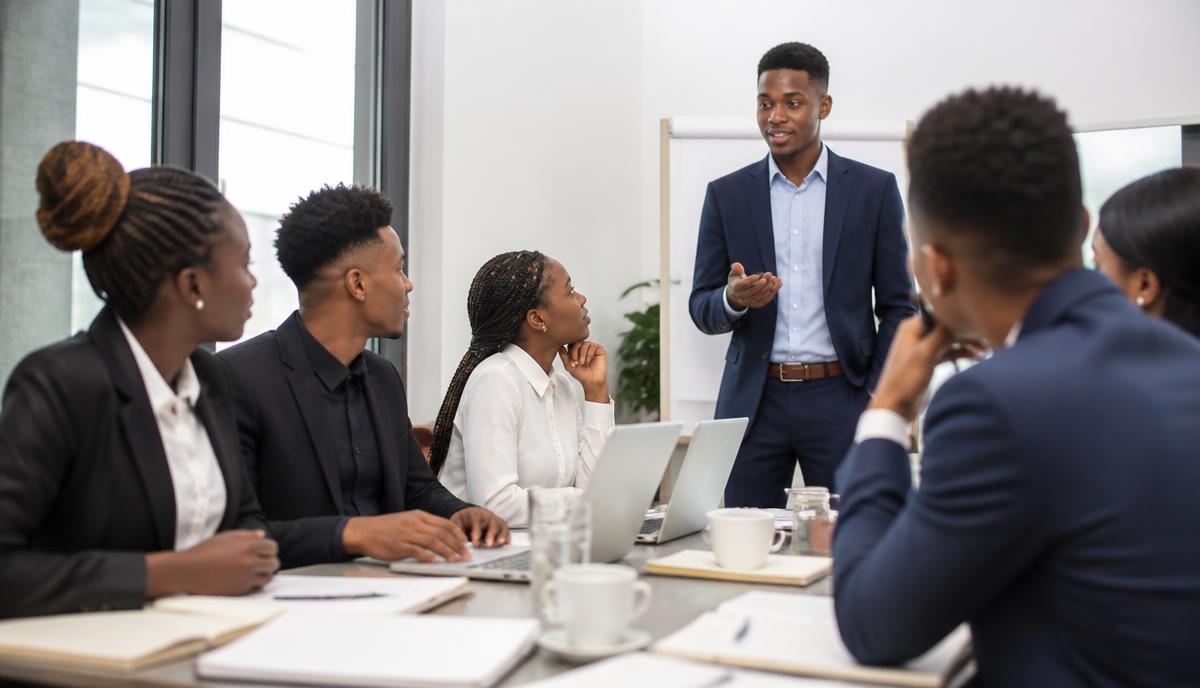 Young South African graduates in a workplace training session
